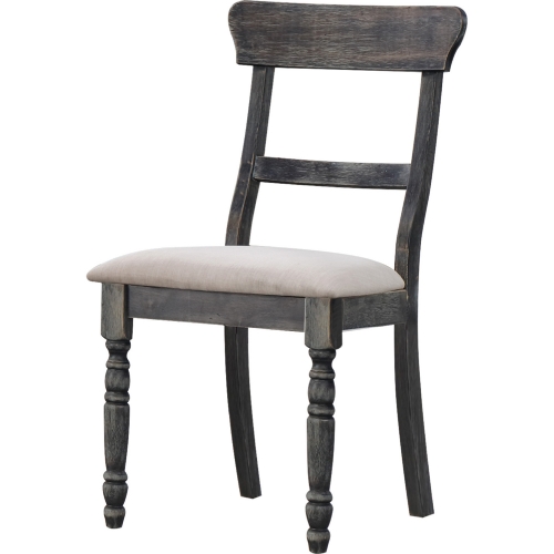 Wallace Dining Chair in Light Brown Linen & Weathered Gray (Set of 2)