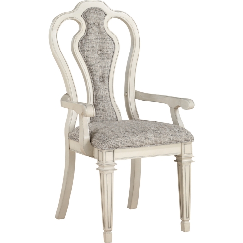 Kayley Dining Arm Chair in Linen & Antique White (Set of 2)