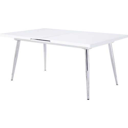 Weizor 78" Dining Table in High Gloss White & Chrome