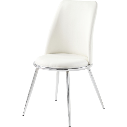 Chara Dining Chair in White Leatherette & Chrome (Set of 2)