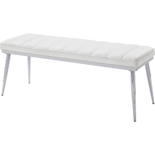 Weizor Dining Bench in White Leatherette & Chrome