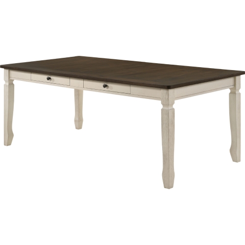 Fedele Dining Table in Weathered Oak & Cream Finish