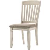 Fedele Dining Chair in Tan Fabric & Cream Finish (Set of 2)