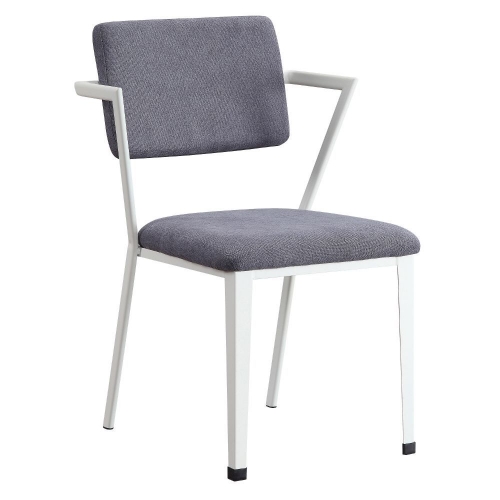 Cargo Dining Chair in Gray Fabric & White (Set of 2)