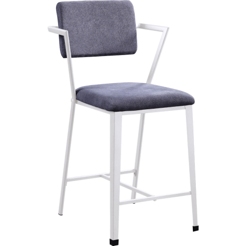 Cargo Counter Height Dining Chair in Gray Fabric & White (Set of 2)