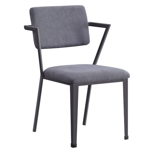 Cargo Dining Chair in Gray Fabric & Gunmetal (Set of 2)