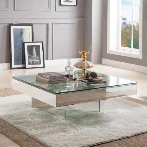 Meria Coffee Table in Mirror & Tempered Glass