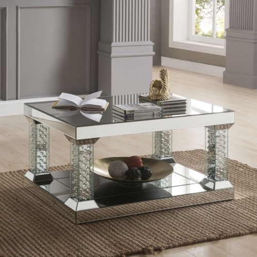 Nysa Coffee Table in Mirror & Faux Crystals