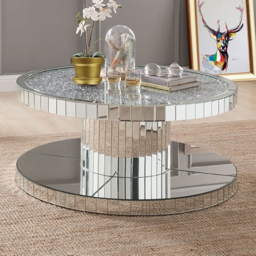 Ornat Coffee Table in Mirror & Faux Stones