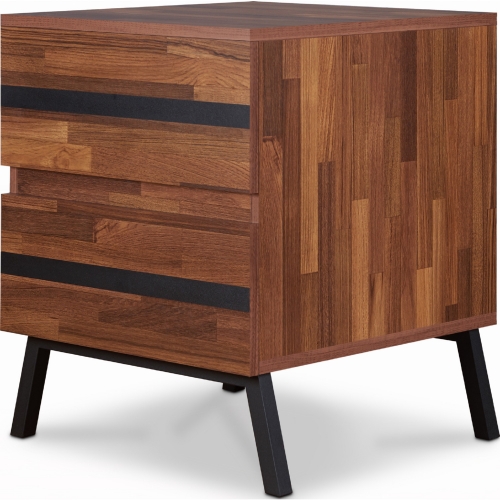 Karine Nightstand End Table in Walnut & Black