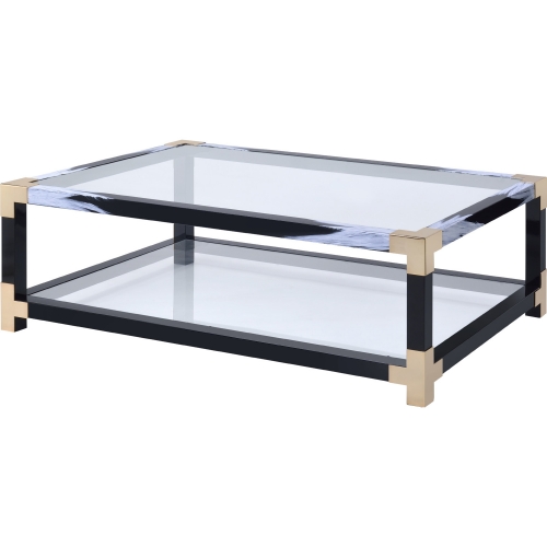 Lafty Coffee Table in White, Black, Gold & Glass