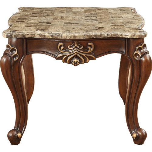 Shalisa End Table in Marble & Walnut