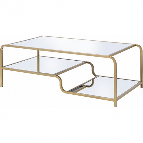 Astrid Coffee Table in Gold Metal & Mirror