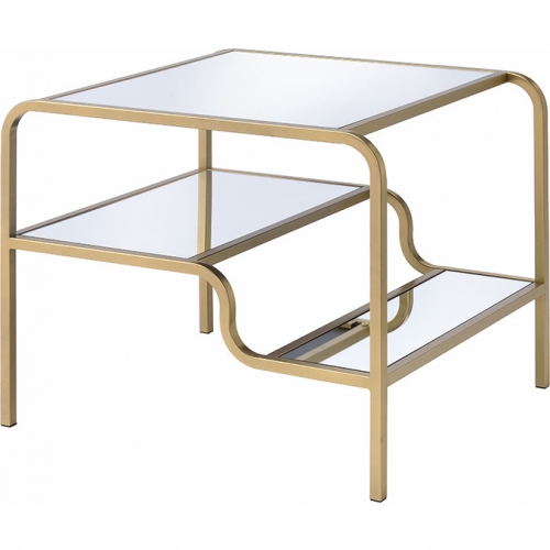 Astrid End Table in Gold Metal & Mirror