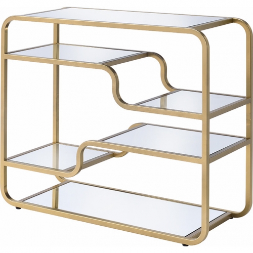 Astrid Sofa Table in Gold Metal & Mirror