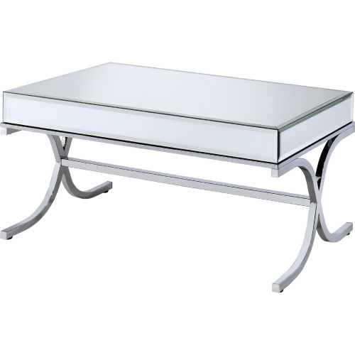 Yuri Coffee Table in Mirrored Top & Chrome