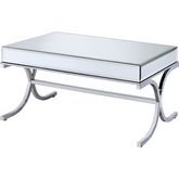 Yuri Coffee Table in Mirrored Top & Chrome