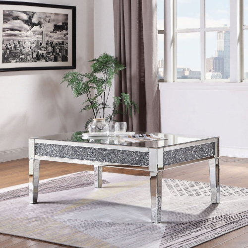 Noralie Coffee Table in Mirror & Faux Diamonds