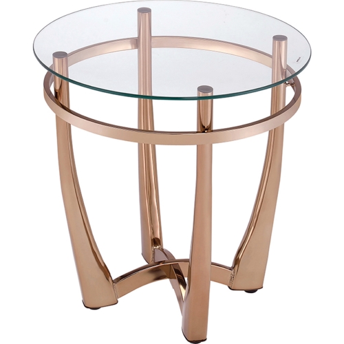 Orlando II End Table in Champagne & Clear Glass