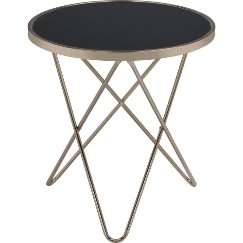 Valora End Table in Black Glass & Champagne