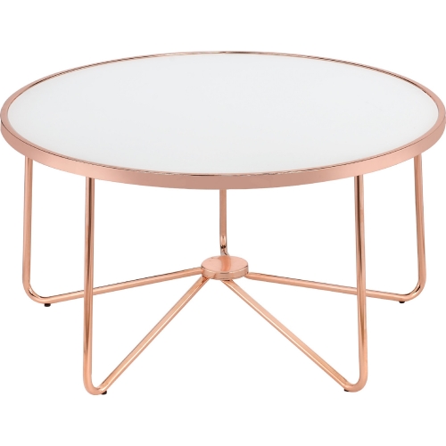 Alivia Coffee Table in Rose Gold & Frosted Glass