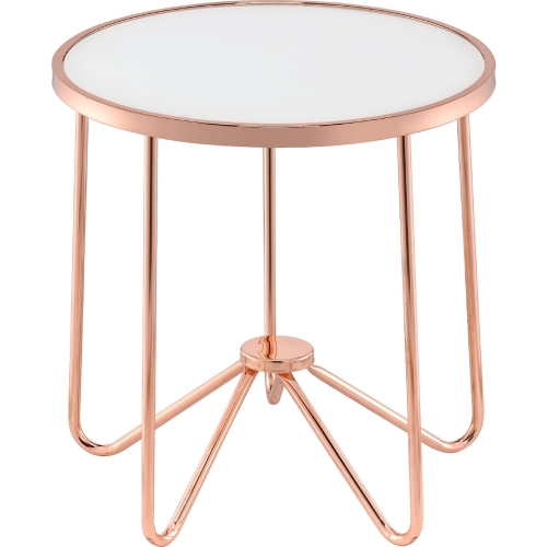 Alivia End Table in Rose Gold & Frosted Glass