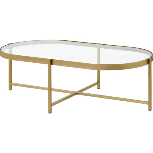 Charrot Coffee Table in Glass & Gold Metal