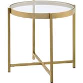 Charrot End Table in Glass & Gold Metal