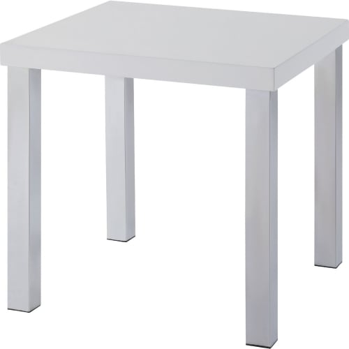 Harta End Table in High Gloss White & Chrome