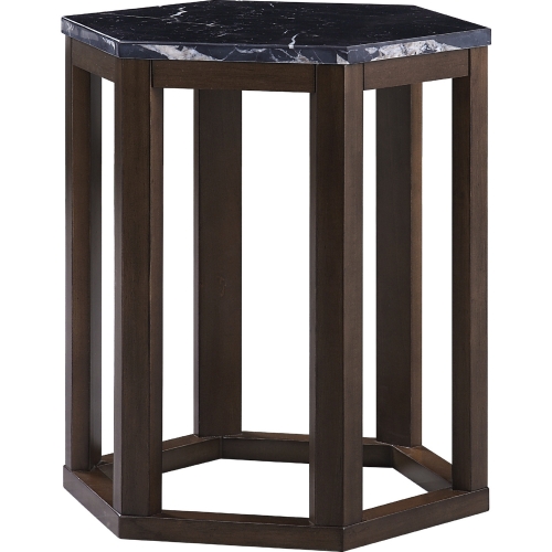 Reon End Table in Marble & Walnut (Set of 2)