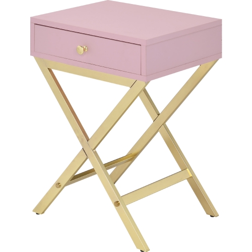 Coleen Side Table in Pink & Gold Metal