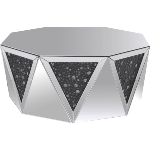 Noor Coffee Table in Mirrored Finish w/ Crystals