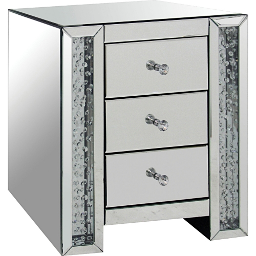 Nysa End Table in Mirrored Finish w/ Crystal Inserts