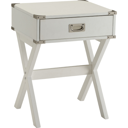 Babs End Table in White Finish Wood