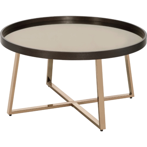 Hepton Coffee Table in Mirror, Walnut & Champagne