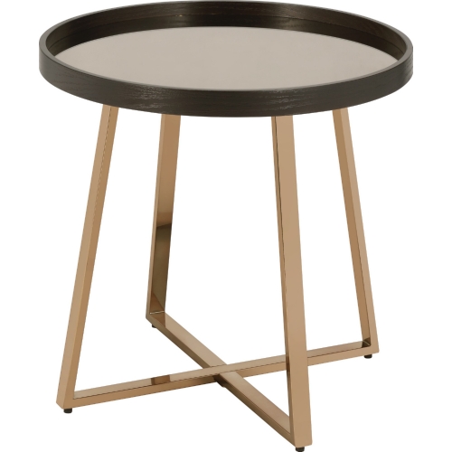 Hepton End Table in Mirror, Walnut & Champagne