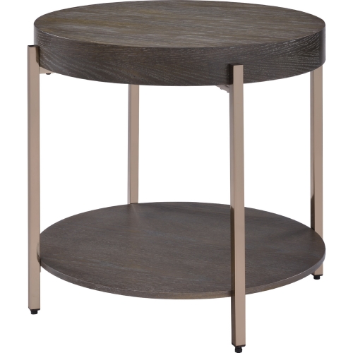 Weyton End Table in Dark Oak & Champagne