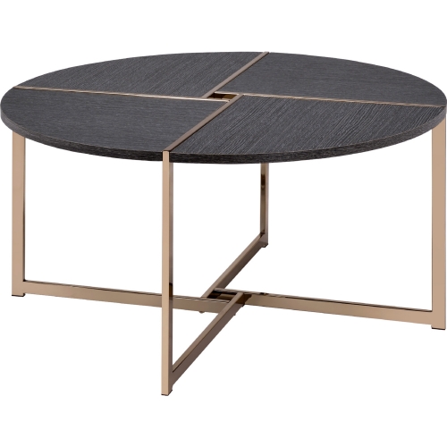 Bromia Coffee Table in Black Wood & Champagne Metal