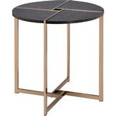 Bromia End Table in Black Wood & Champagne Metal