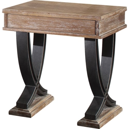 Pellio End Table in Antique Oak & Black Metal