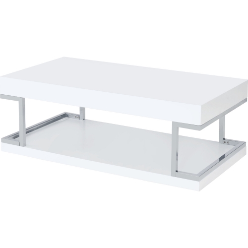 Aspers Coffee Table in High Gloss White & Chrome