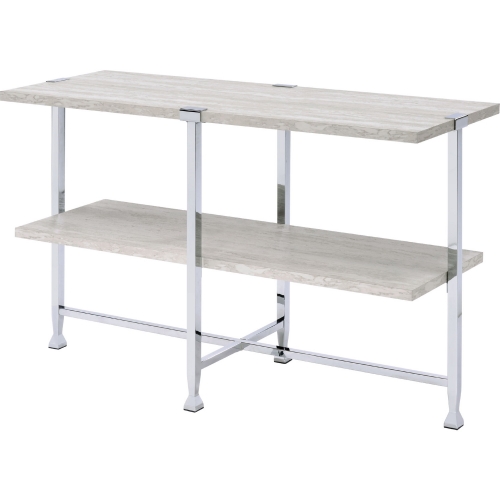 Brecon Sofa Table in White Oak & Chrome