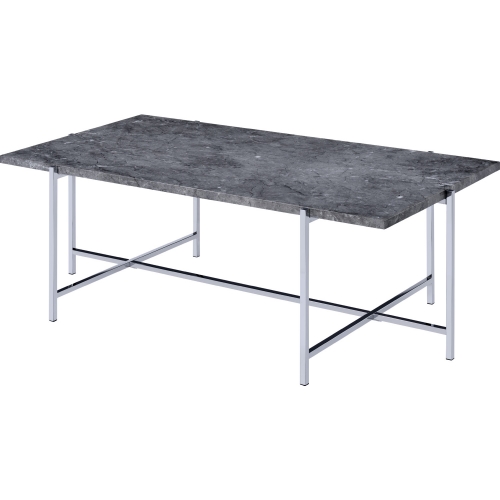 Adelae Coffee Table in Faux Marble & Chrome