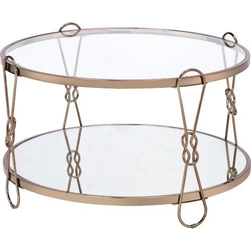 Zekera Coffee Table in Champagne Metal & Glass