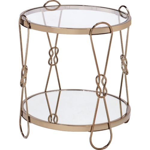 Zekera End Table in Champagne Metal & Glass