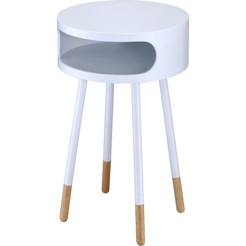 Sonria End Table in White & Natural