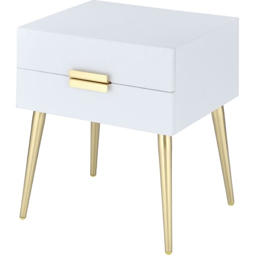 Denvor End Table in White & Gold Metal