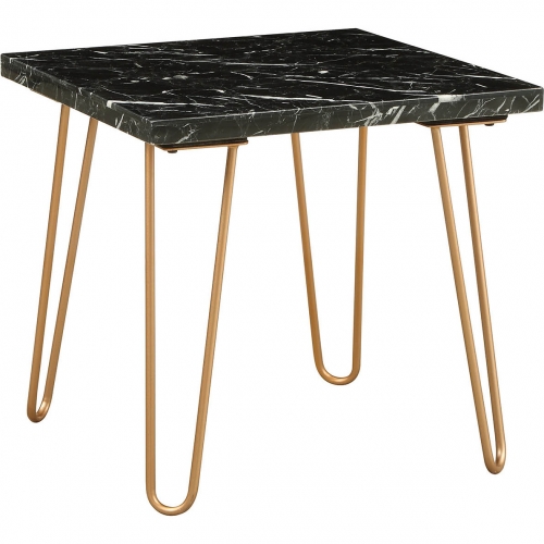 Telestis End Table in Marble & Gold