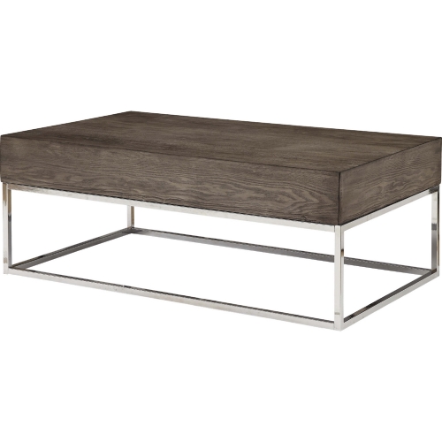 Cecil II Coffee Table in Gray Oak & Chrome