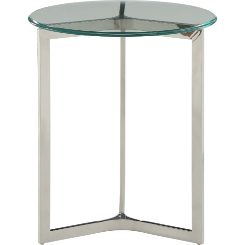 Volusius End Table in Stainless Steel & Glass